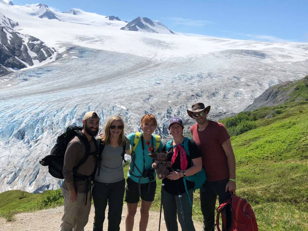 Group glacier hike in Alaska during summer