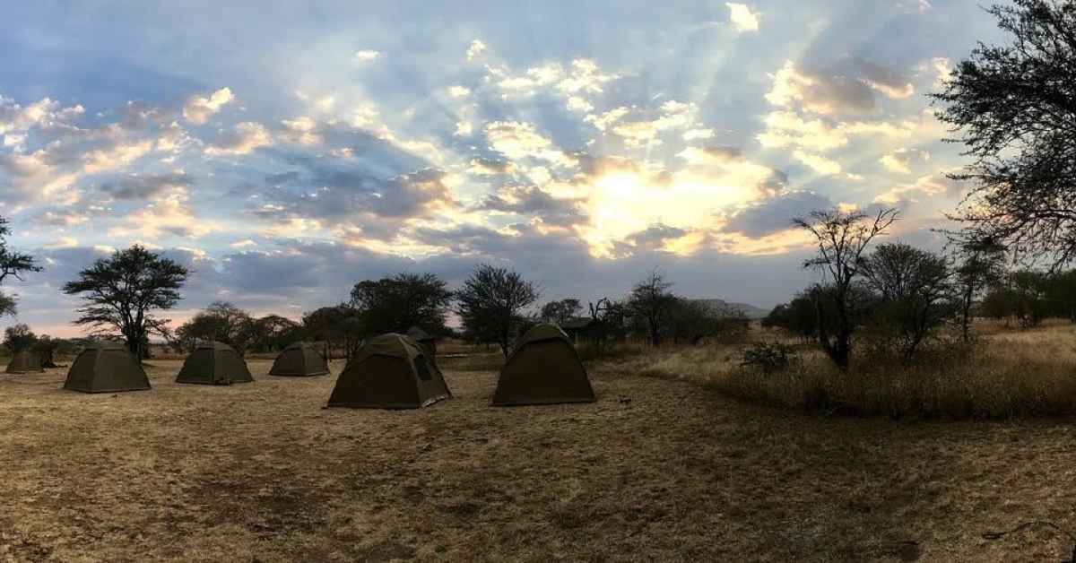 Gondwana Ecotour's campsite in the early morning on our Great Migration Camping Safari.