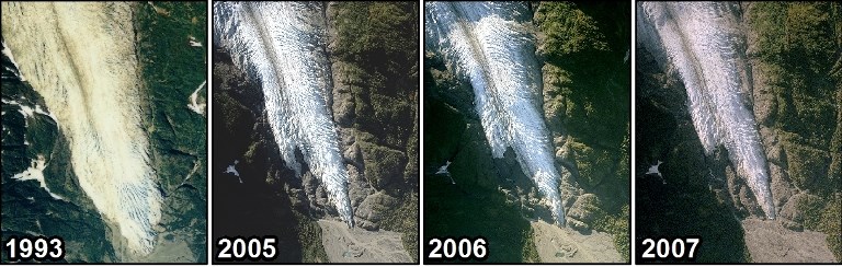 NPS Image of Georeferenced aerial photographs of Exit Glacier taken in 1993, 2005, 2006 and 2007. 