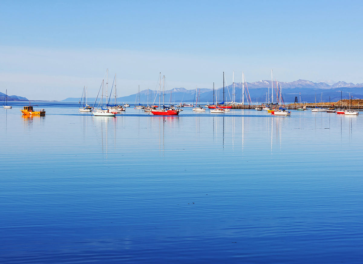 Sunny day in Ushuaia, is the capital of Tierra del Fuego province in Argentina.