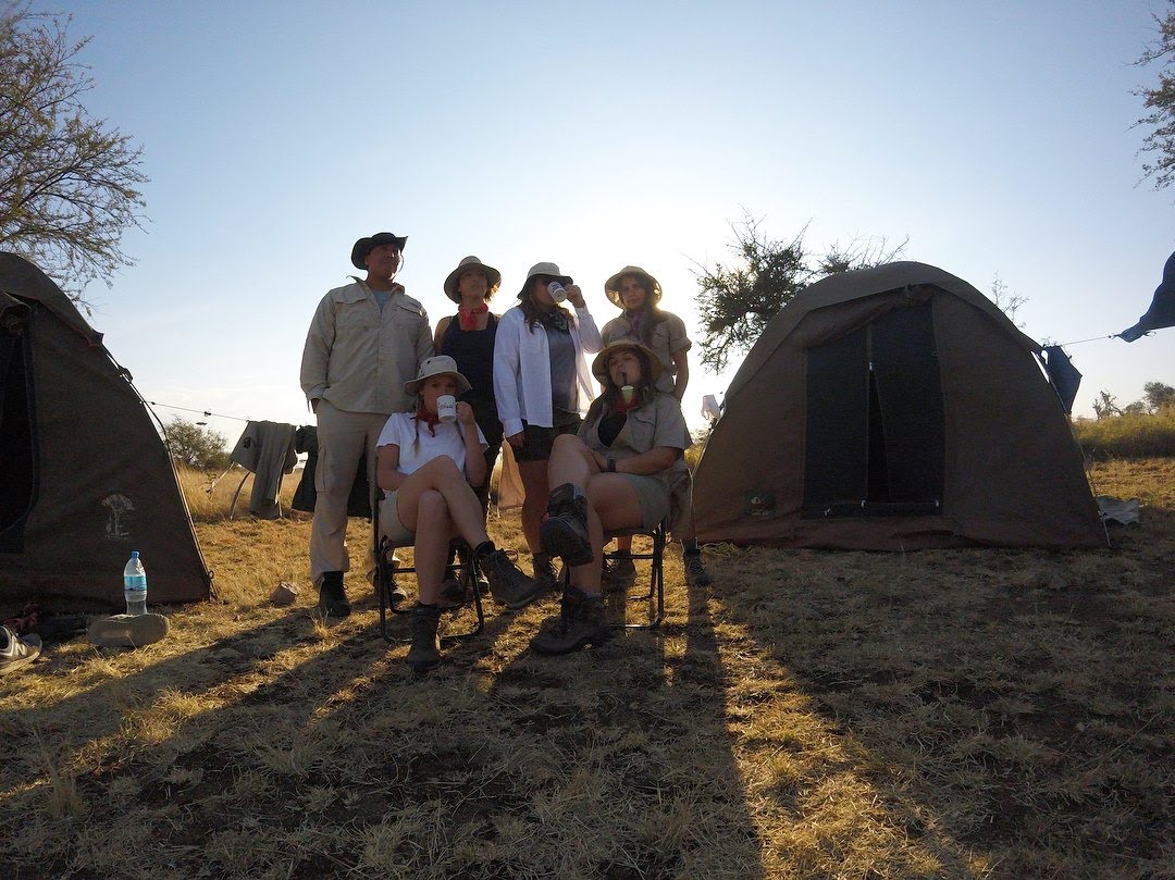 Camping safari tents in a campsite