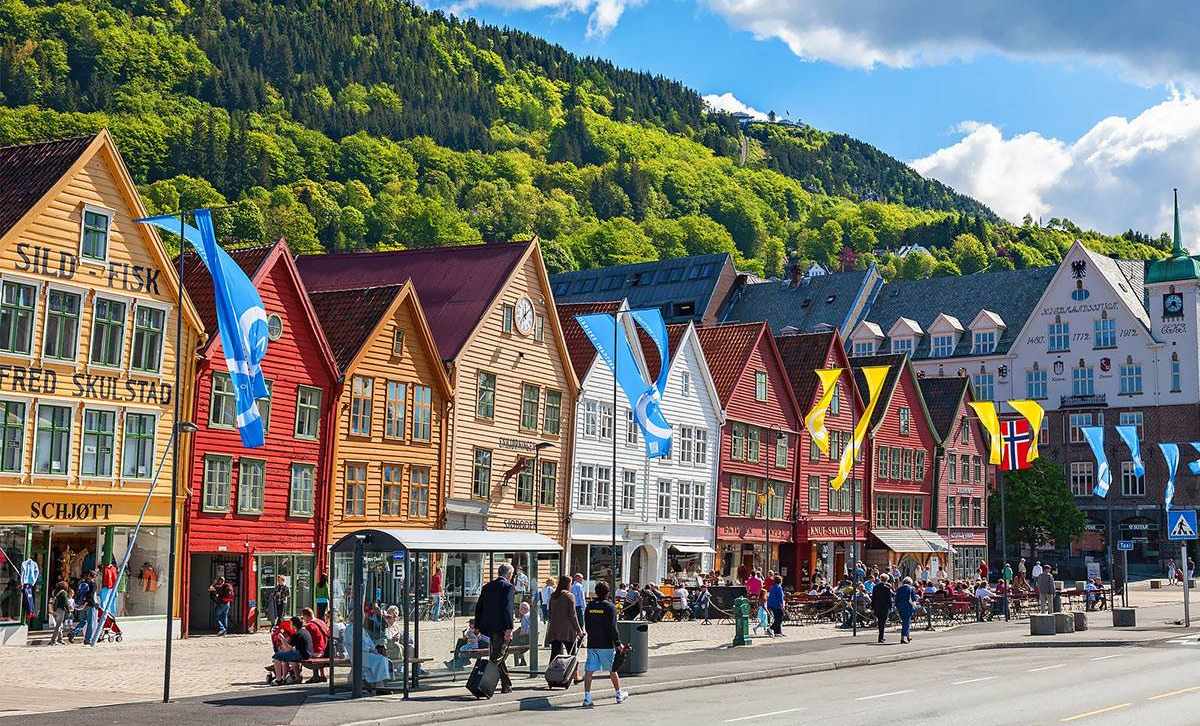 The aesthetic wooden trading houses of Bryggen, Bergen, Norway.