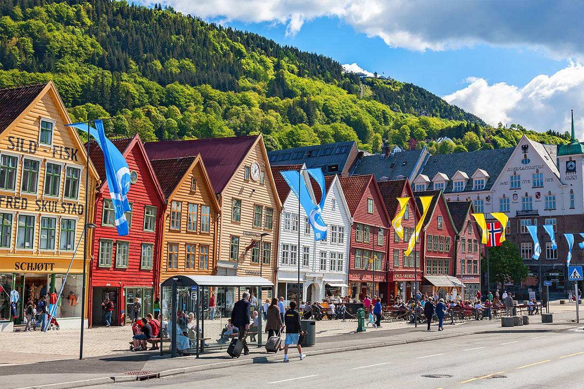 The aesthetic wooden trading houses of Bryggen, Bergen, Norway.