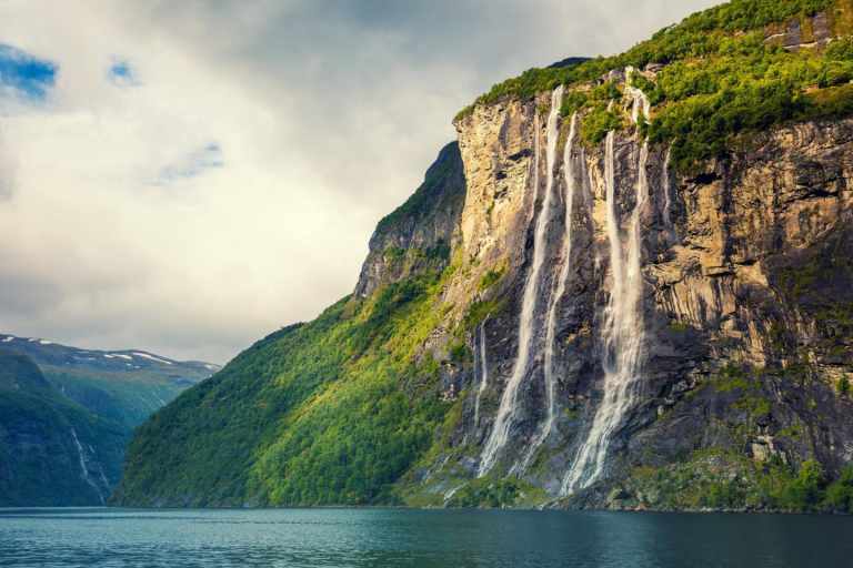 We visit the Seven Sisters Waterfall in Geirangerfjord, Western Fjords, by RIB boat