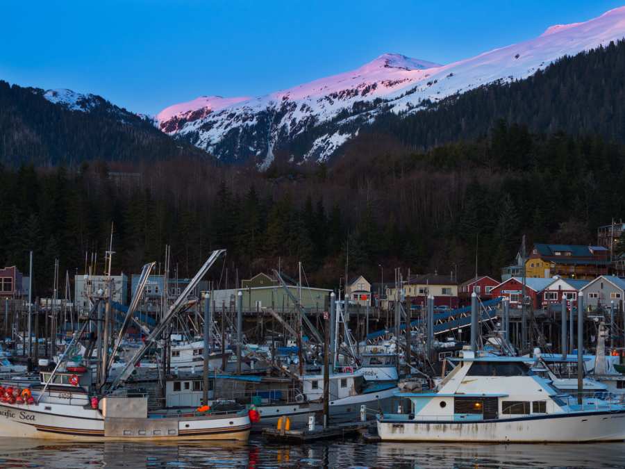 ketchikan alaskan harbor with boats