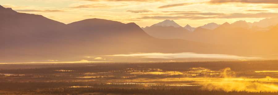 Alaska mountains in the sunset