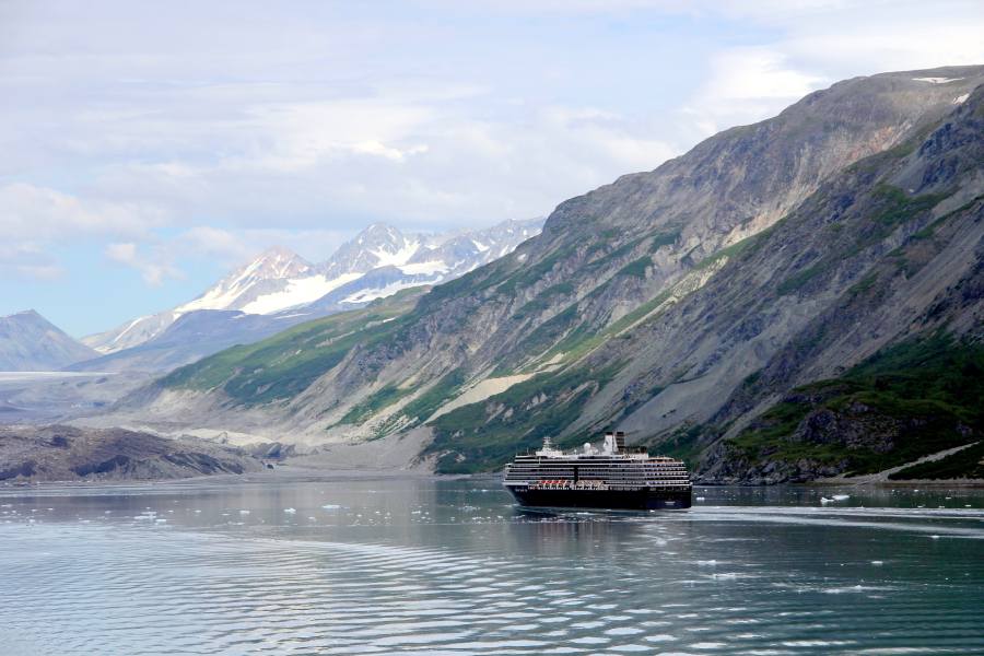 pure nature view of the mountains a cruise ship