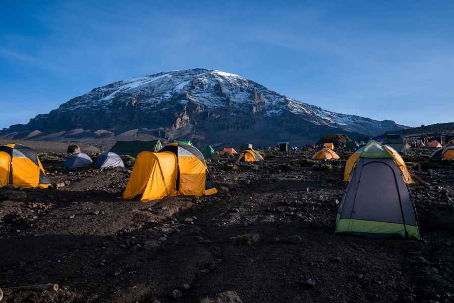 Campers in tents Mount Kilimanjaro