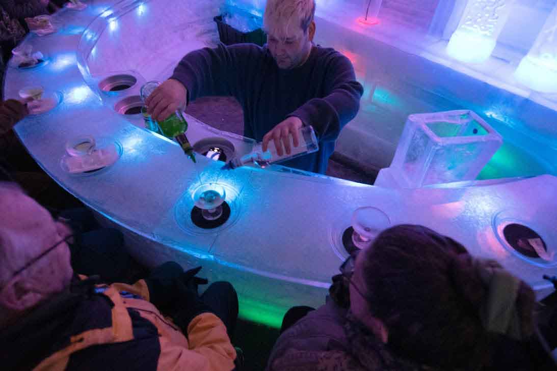 Bartending at the ice bar