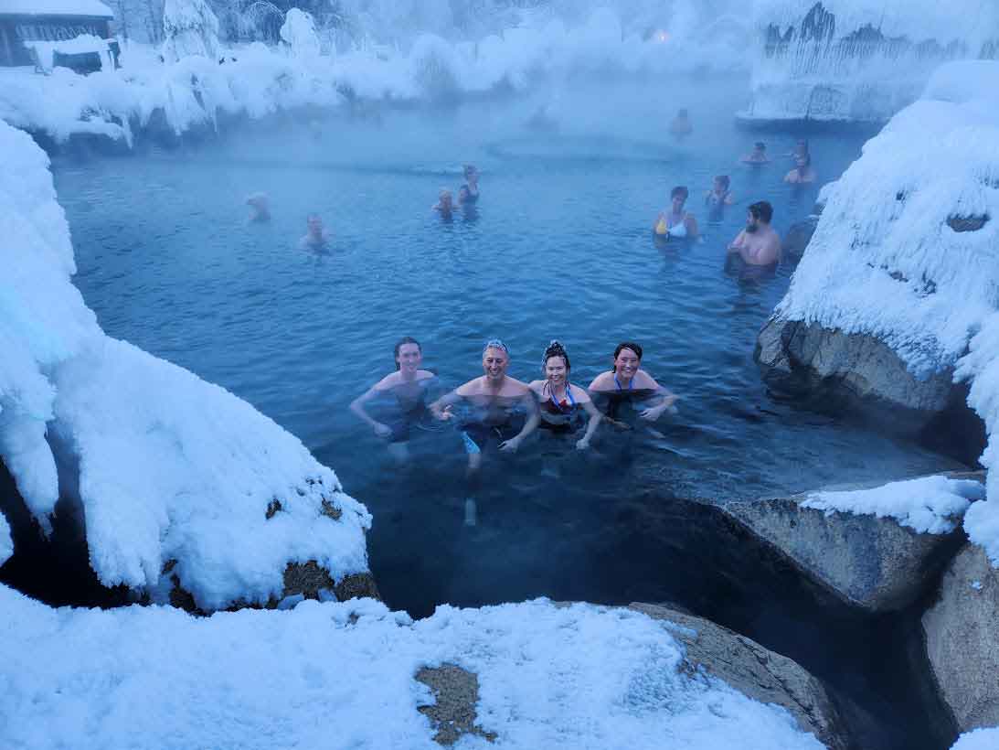 soaking in the Chena Hot Springs