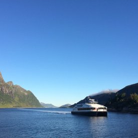 From Bergen we’ll head north along the beautiful coast on a modern express boat