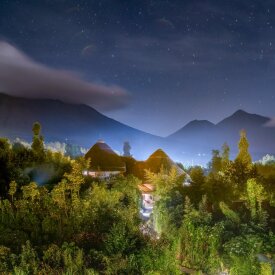 Enjoy stunning volcano views at Ingagi Park View Lodge.