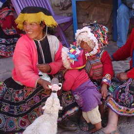 Vibrantly Clad Quechuan Family