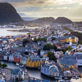 View of Ålesund and the surrounding archipelago