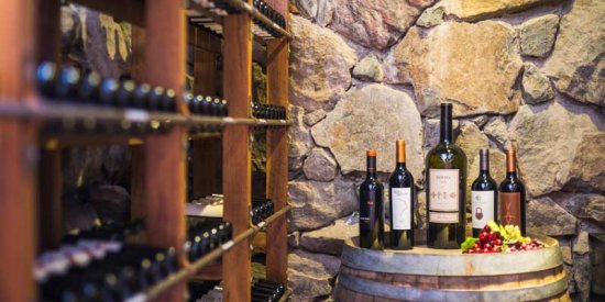 Wine bottles in the wine cellar in Mendoza